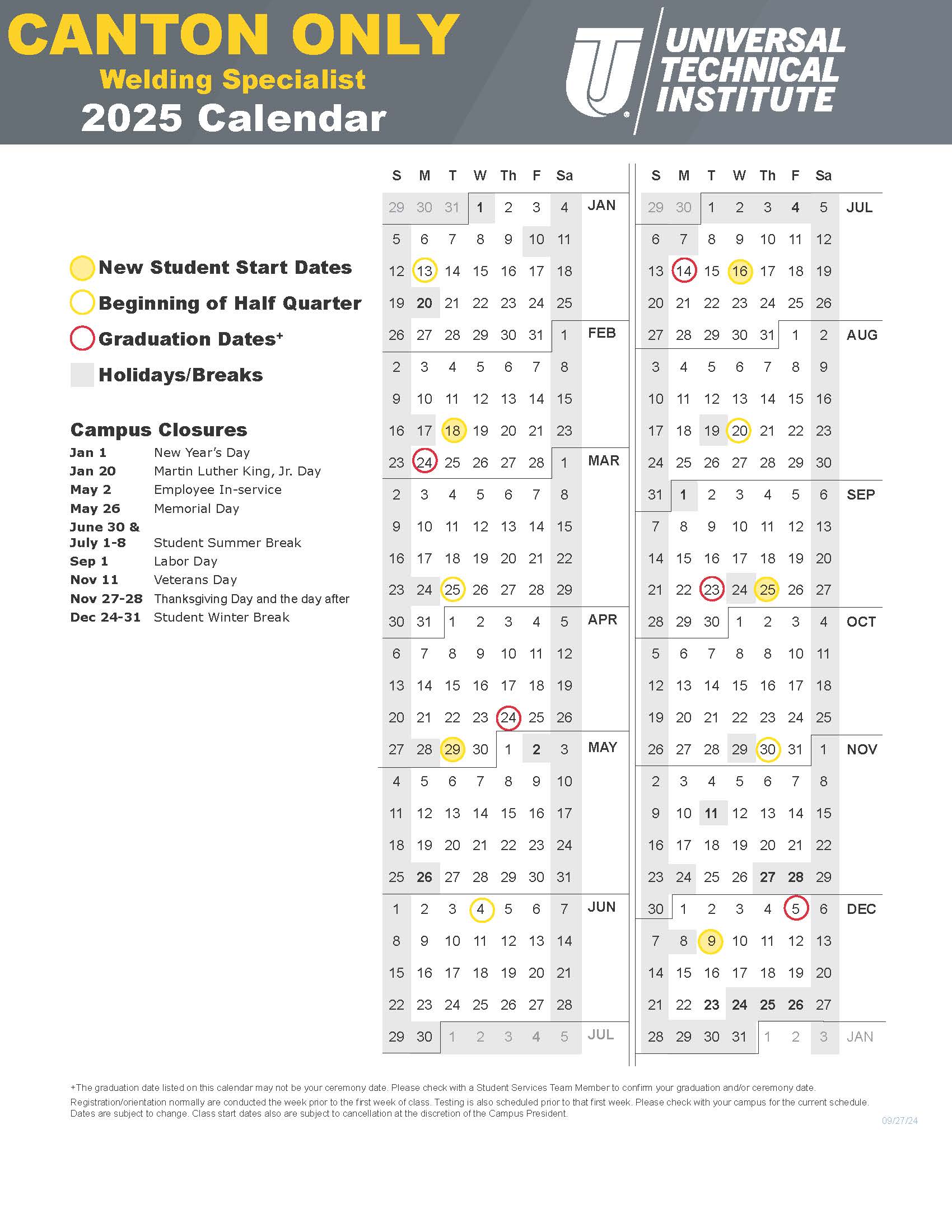 2025 Canton Welding Calendar